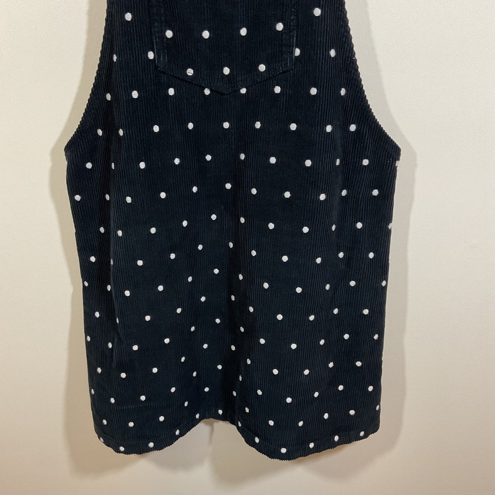 Topshop Black Polka Dot Corduroy Pinafore Overall Dress Women 8 Retro Schoolgirl - Picture 7 of 16
